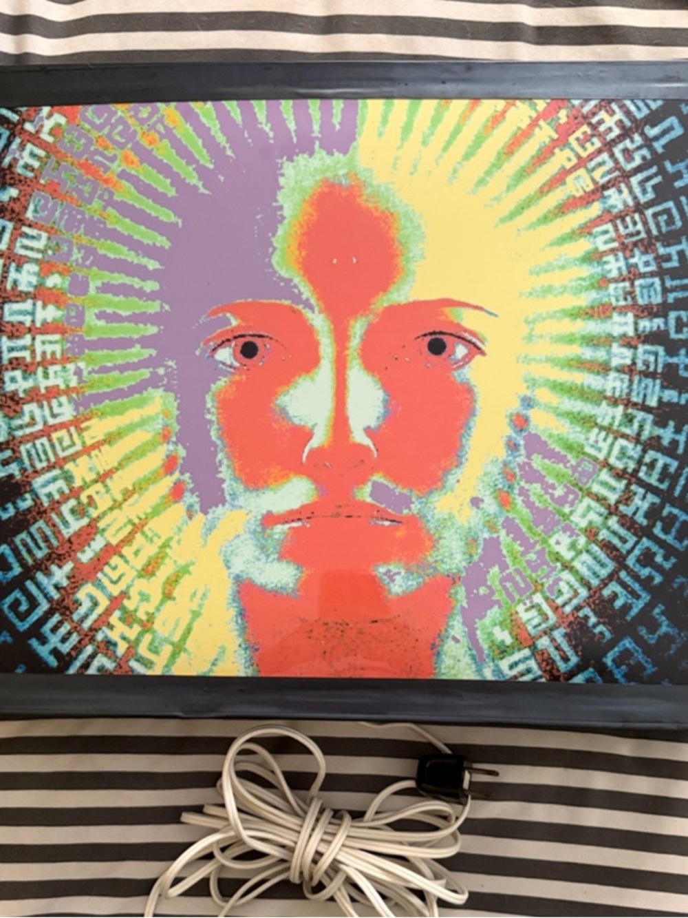 Original Artwork Vibrant Psychedelic Face Lightbox Wall Art - Multicolor